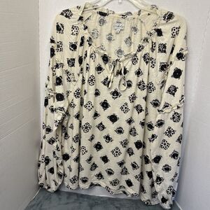 Wonderly Women’s Ruffle Sleeve Printed Peasant Top Size XL